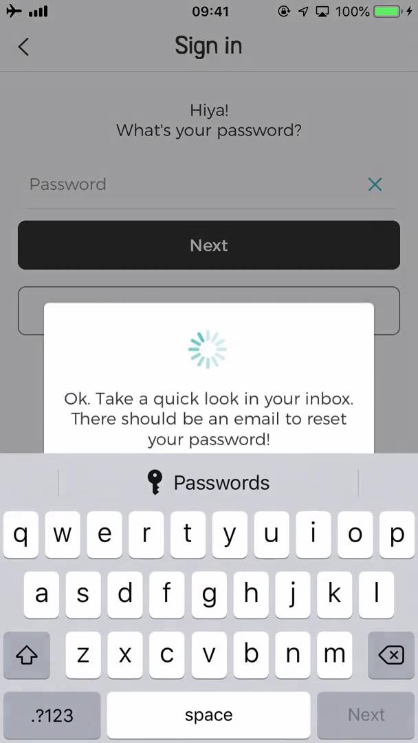 Password reset screenshot