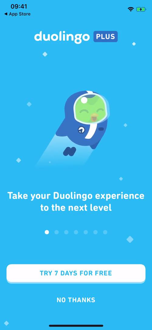 Duolingo upgrade prompt screenshot