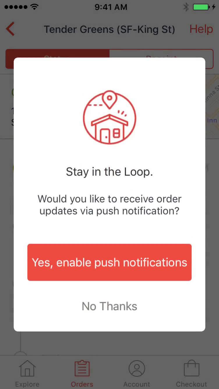Screenshot of on Cancelling an order on DoorDash user flow