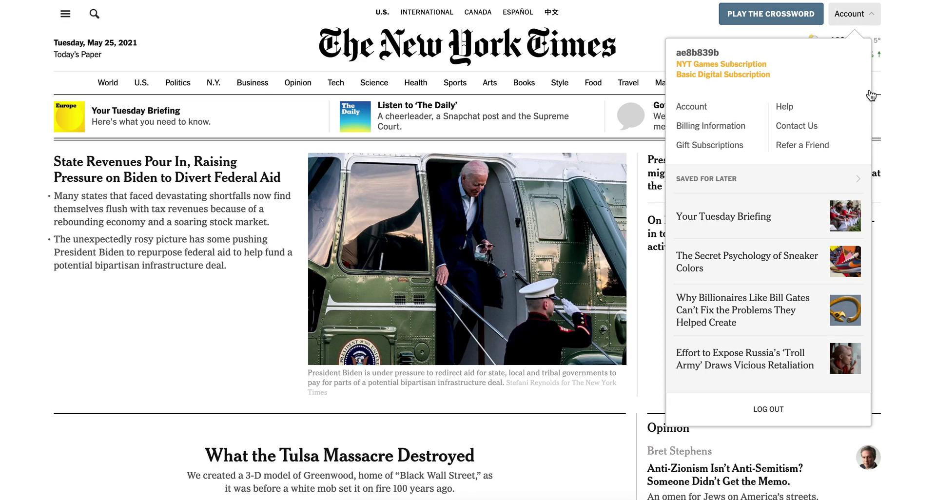 General browsing on The New York Times video thumbnail