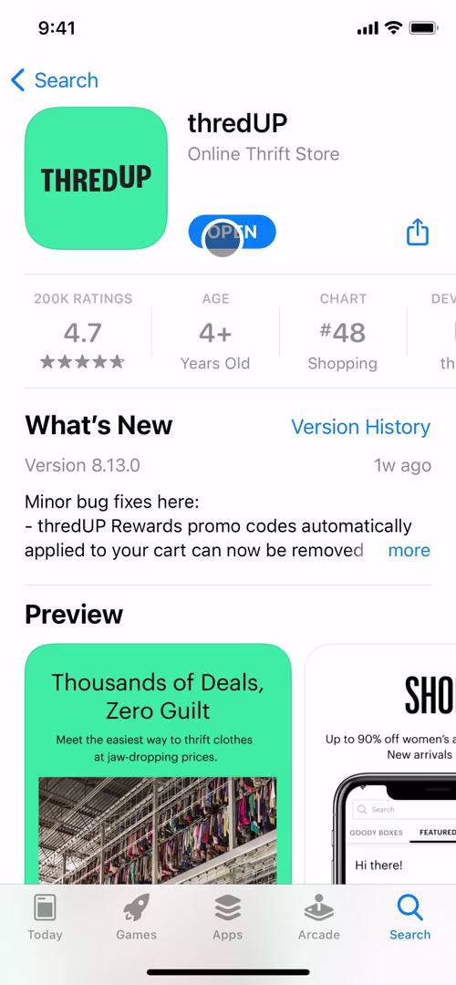 thredUP app store screenshot