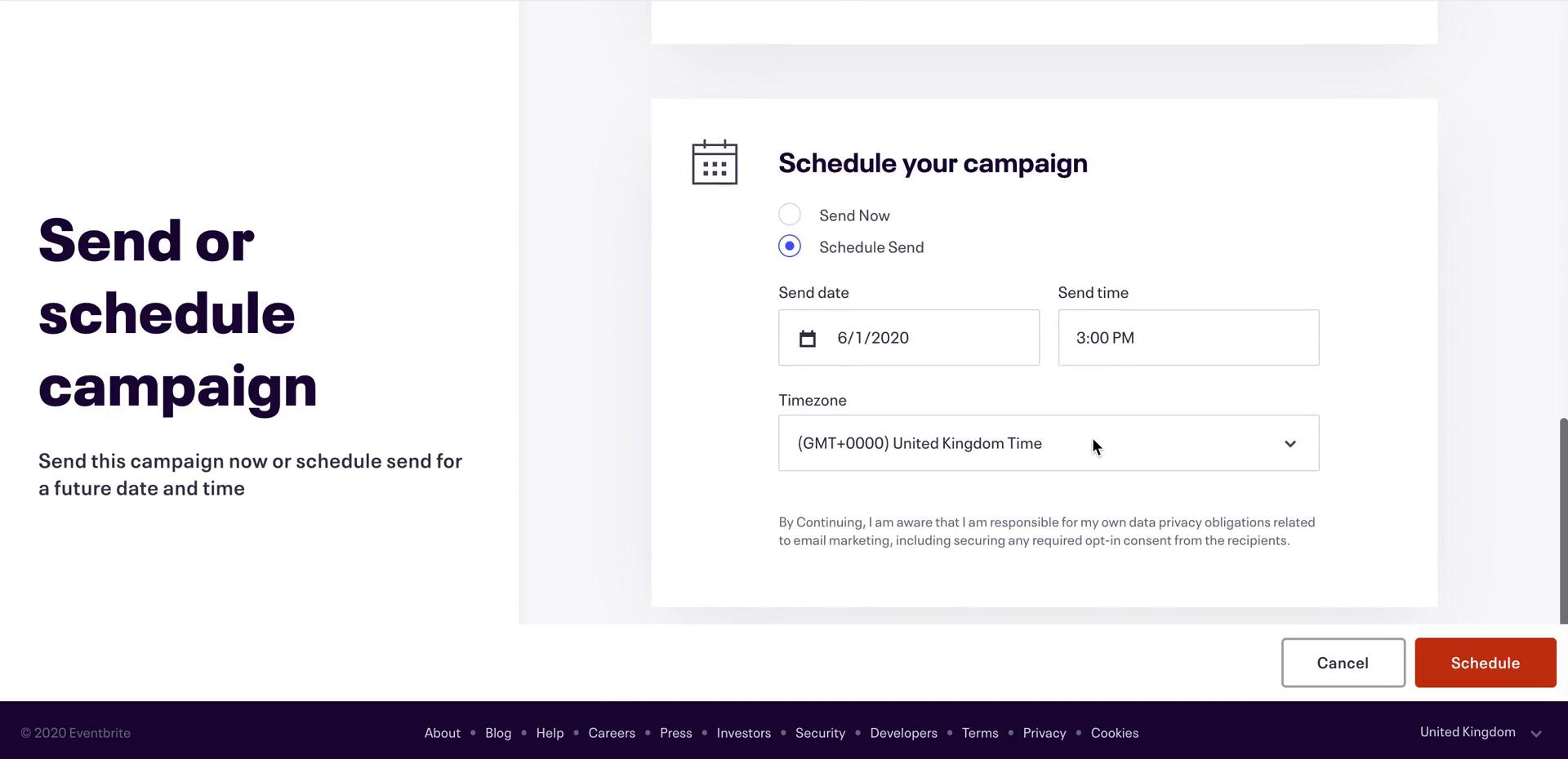 Creating an email campaign screenshot