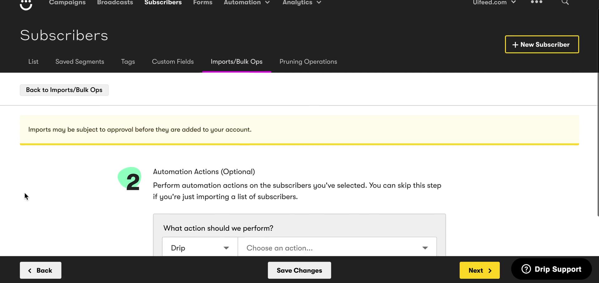 CSV import screenshot