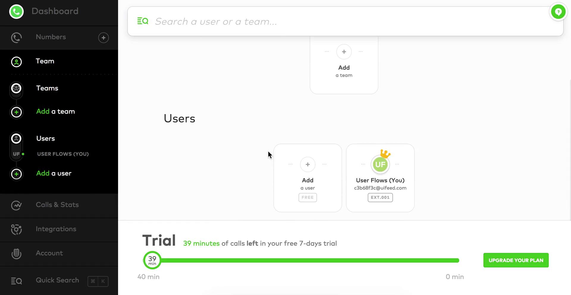 Screenshot of on Inviting people on Aircall user flow