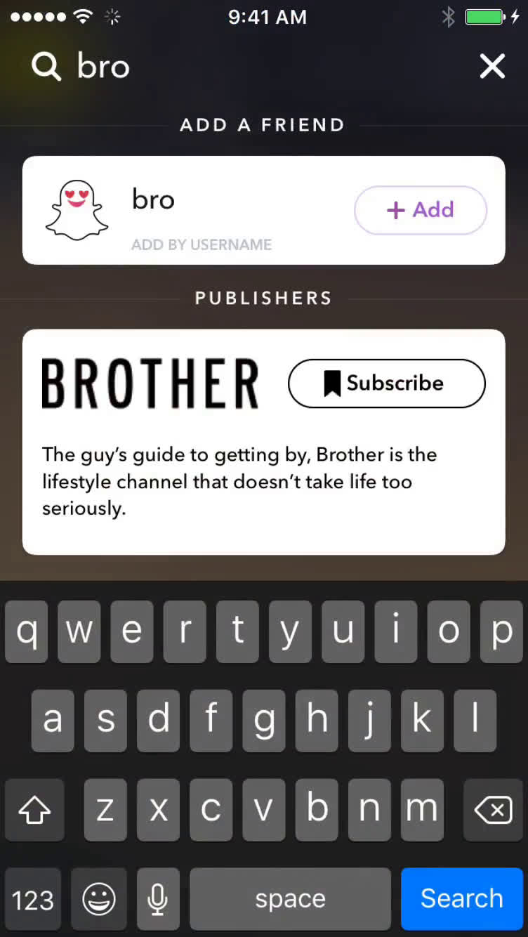 Searching on Snapchat video thumbnail