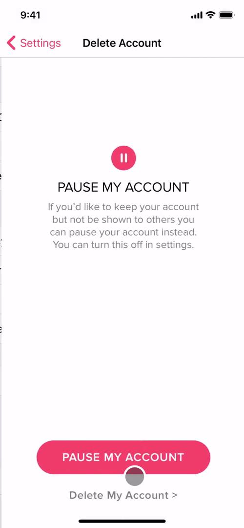 Deleting your account screenshot