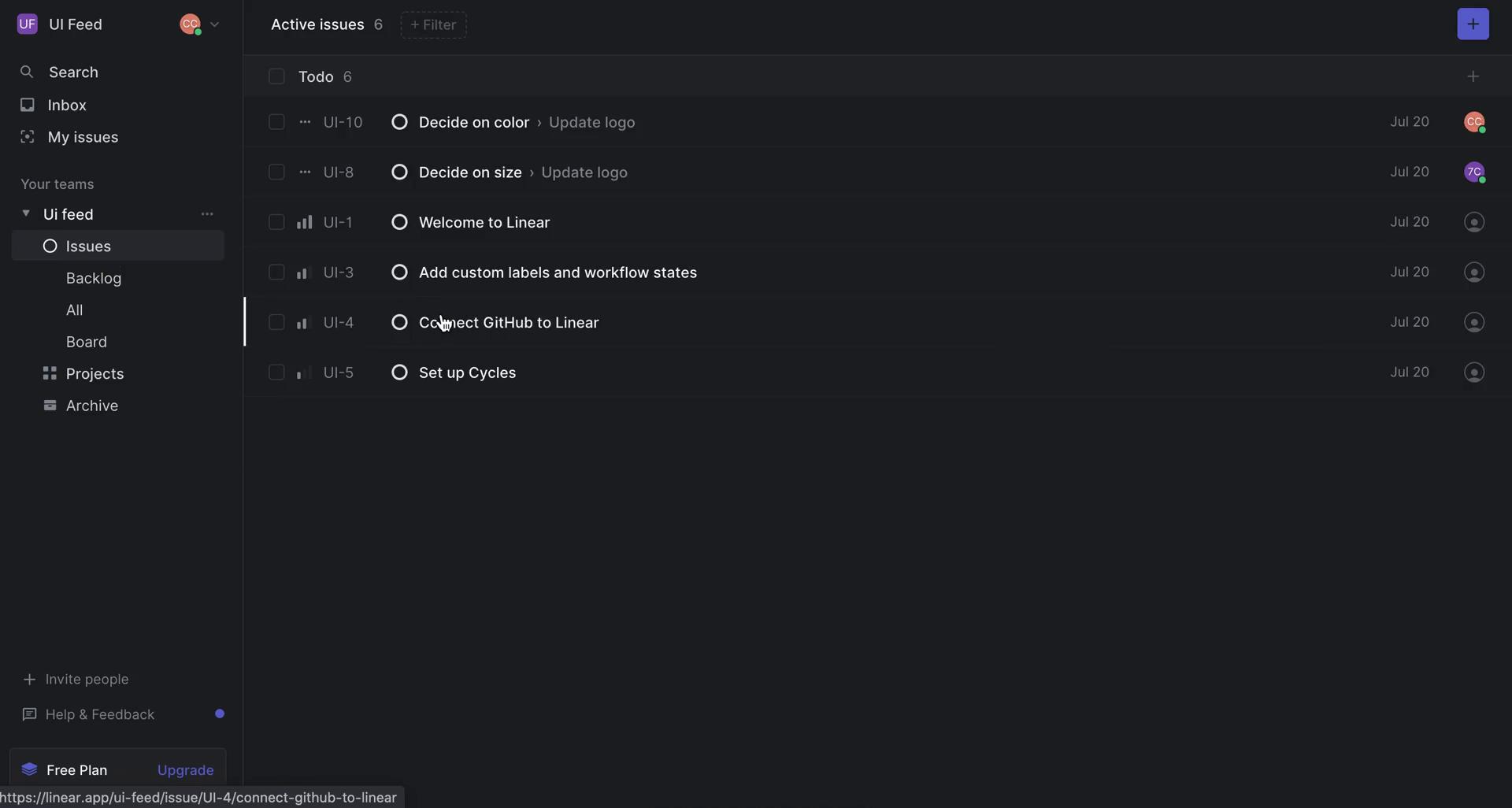 Tasks screenshot