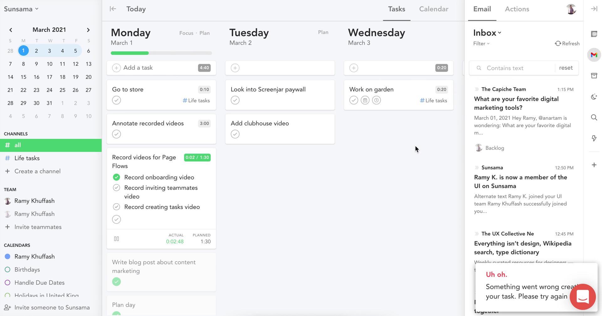 Tasks screenshot