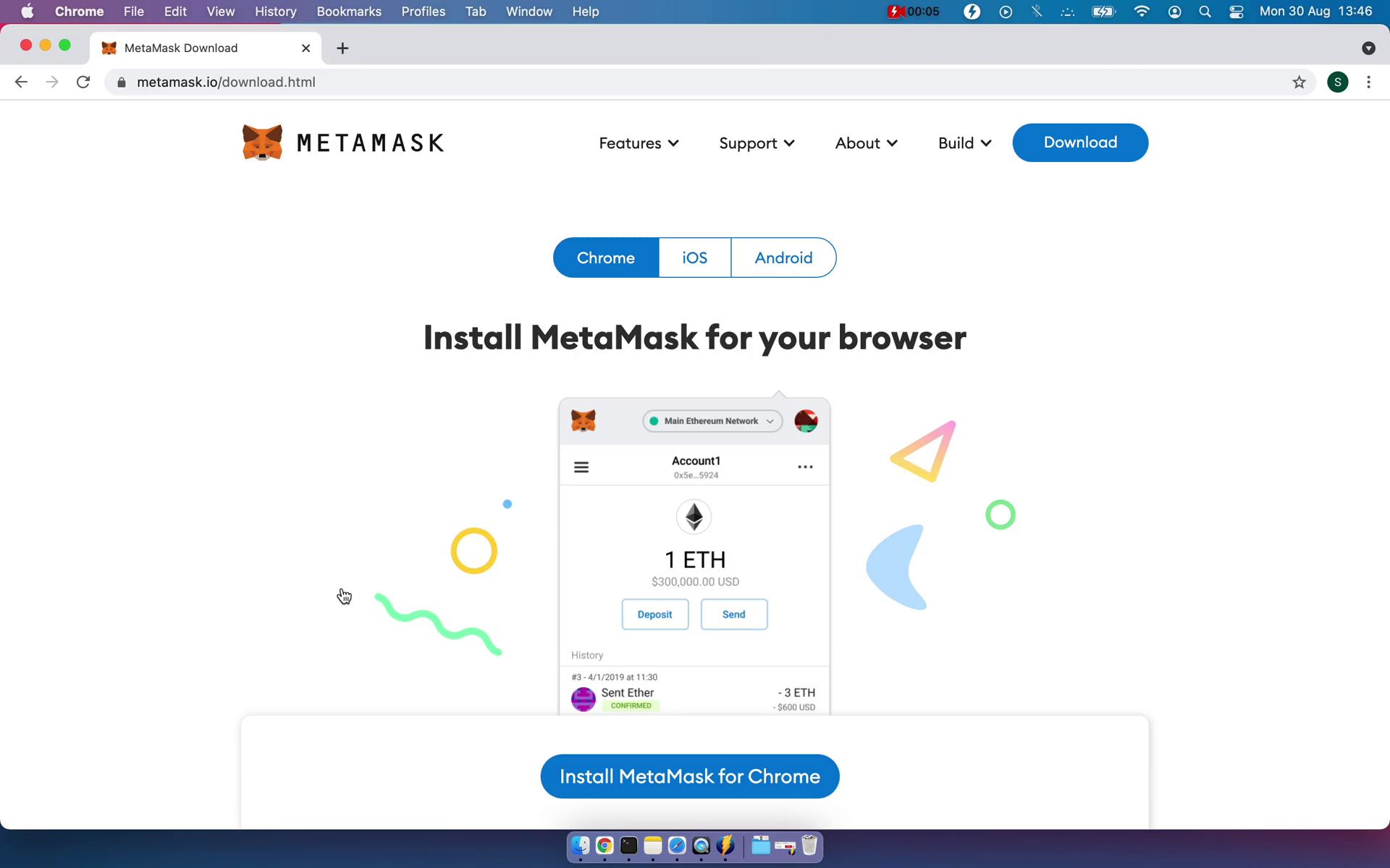 Screenshot of Install extension during Onboarding on MetaMask user flow