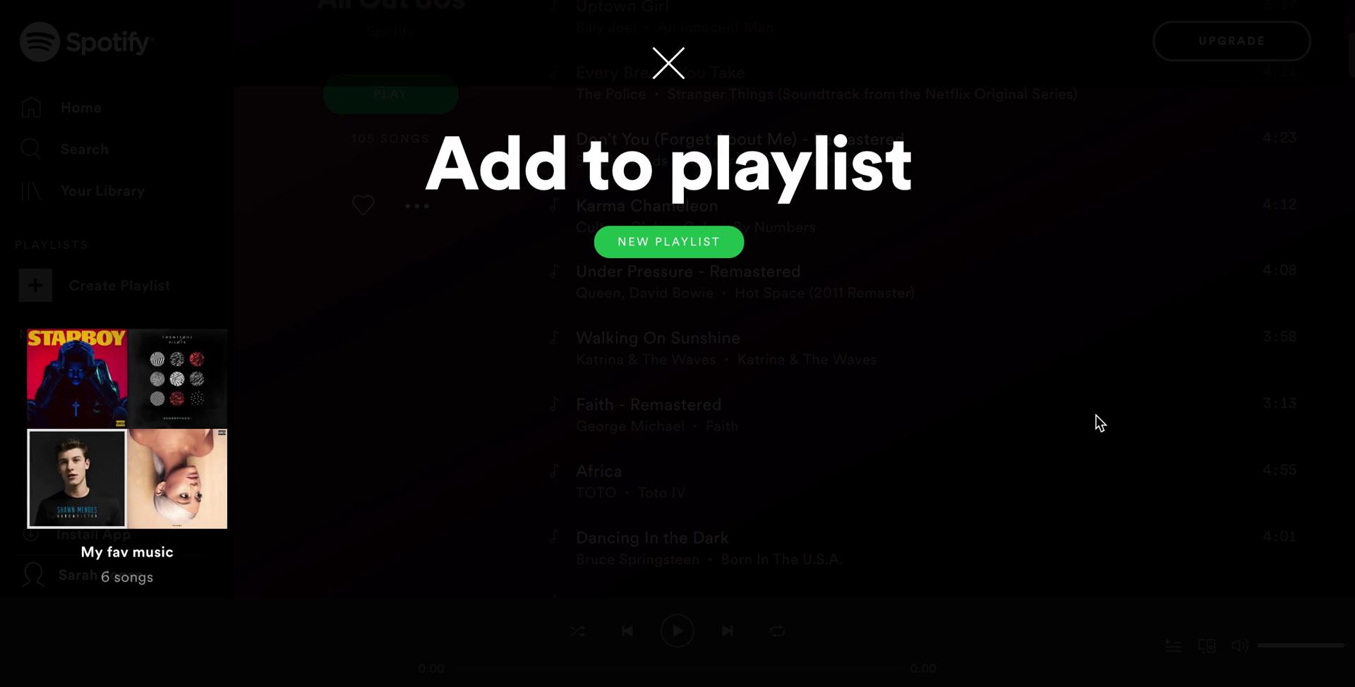 Creating a playlist screenshot