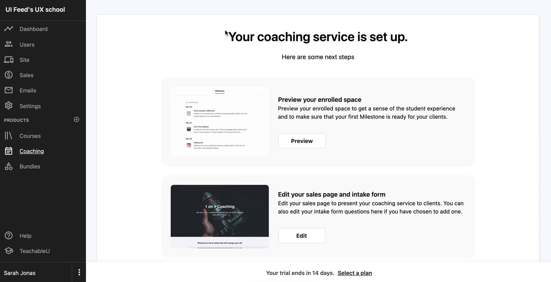 Listing a service screenshot