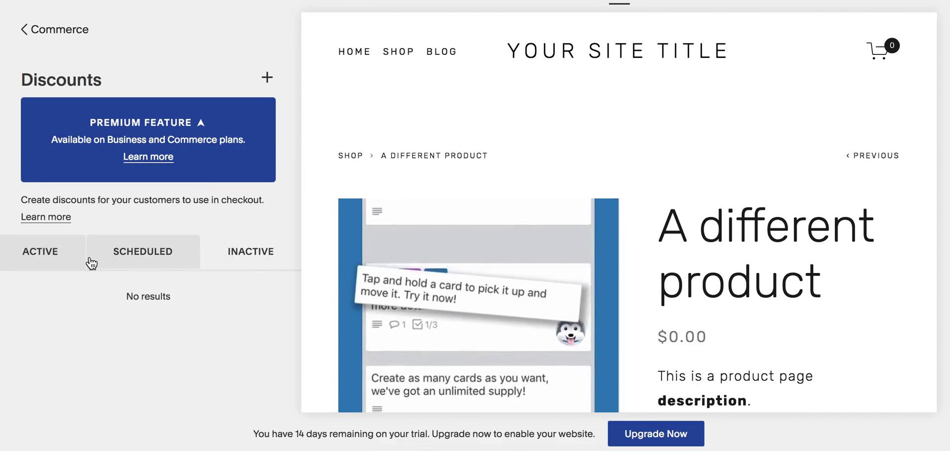 Screenshot of Discount codes on Creating a discount code on Squarespace user flow
