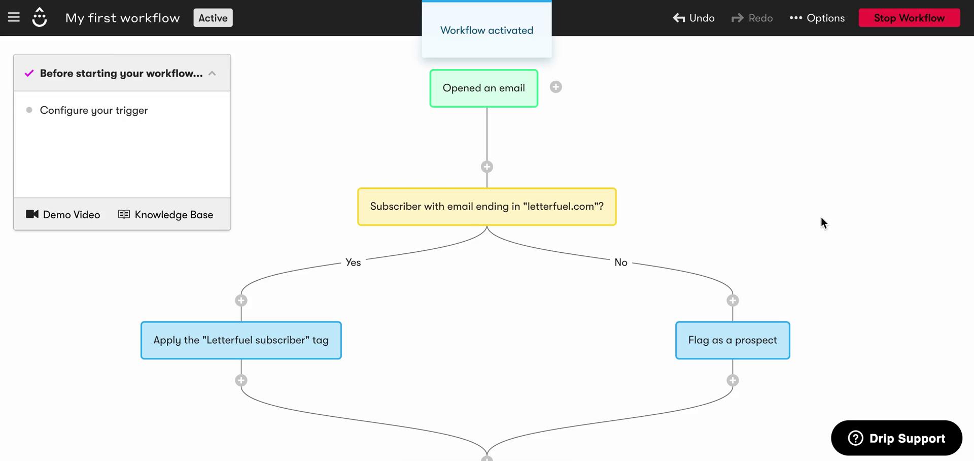 Creating an automation workflow screenshot