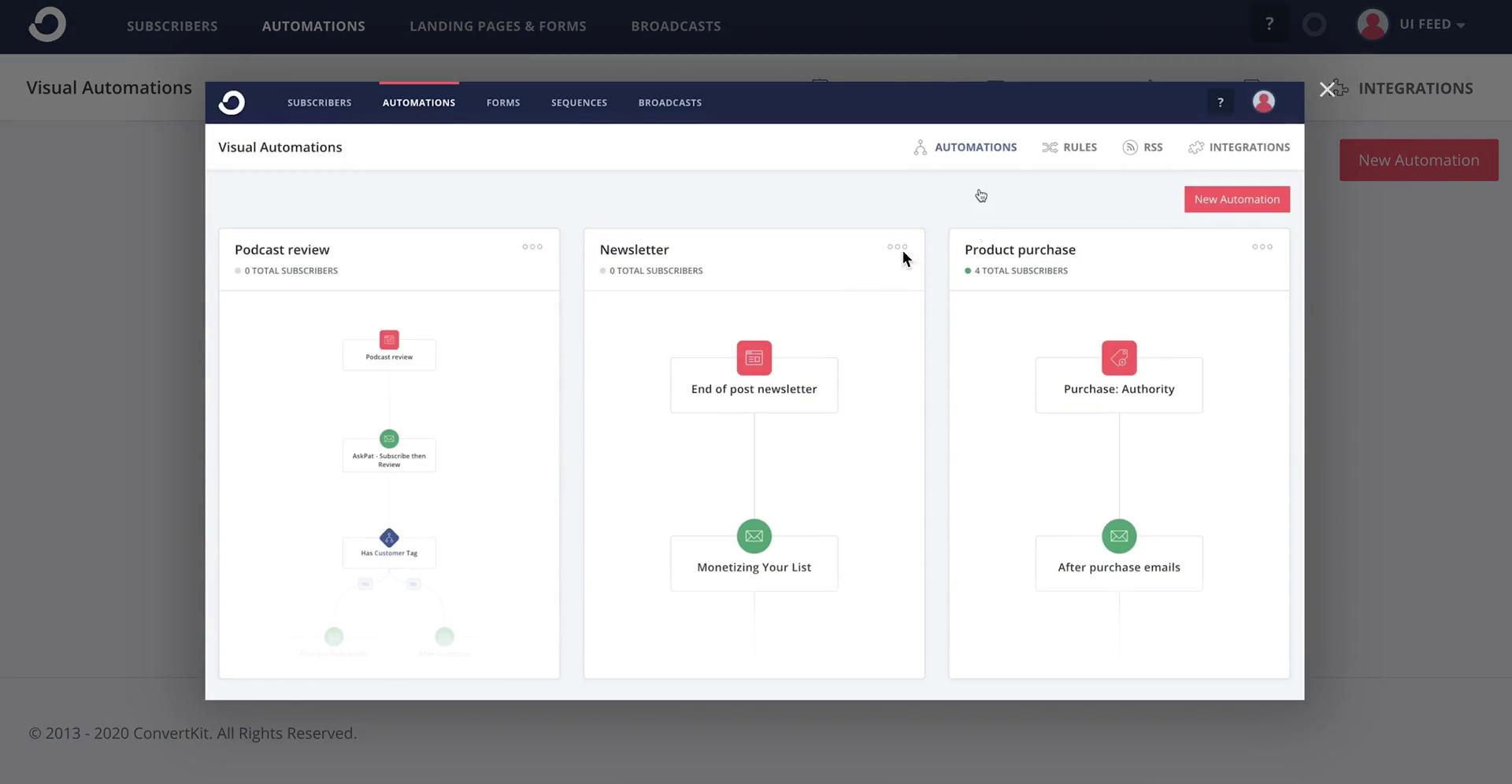 Screenshot of Guide video on Creating an automation workflow on ConvertKit user flow