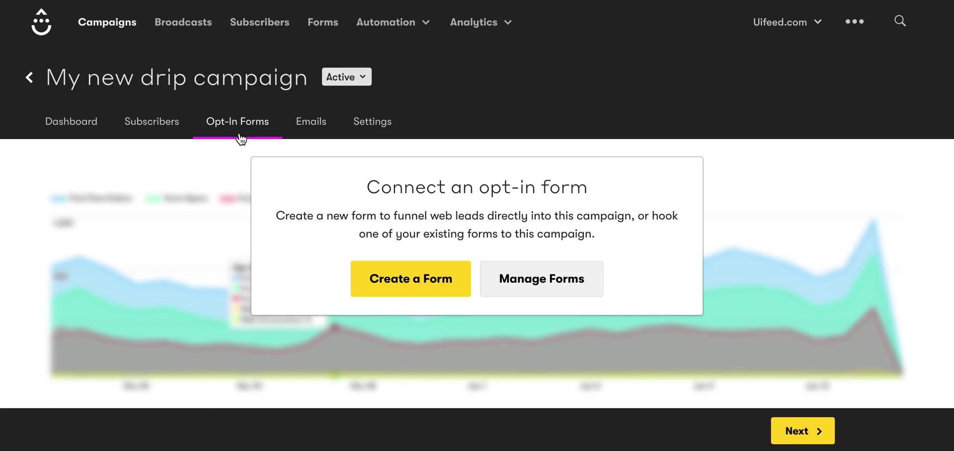 Creating a drip campaign screenshot