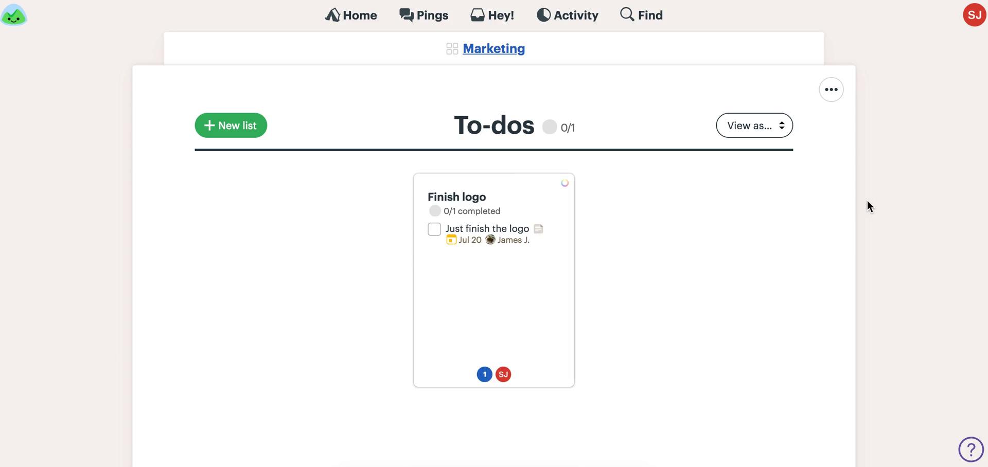 Tasks screenshot