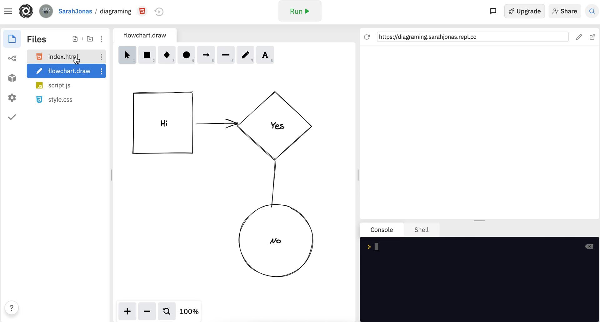 Creating a flowchart screenshot