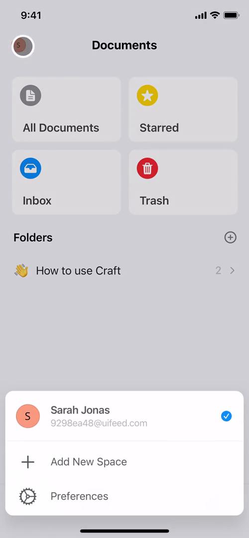 Screenshot of Spaces on Creating a workspace on Craft user flow