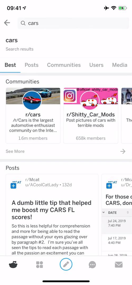 Screenshot of Search results on Searching on Reddit user flow