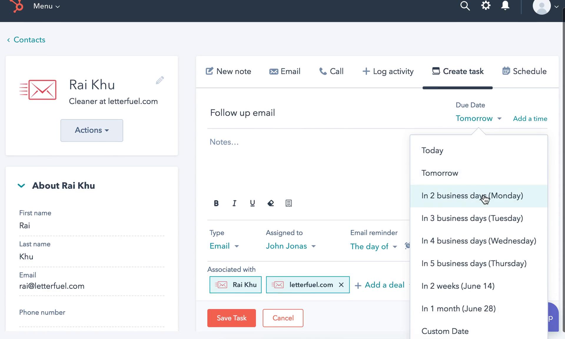 CRM screenshot