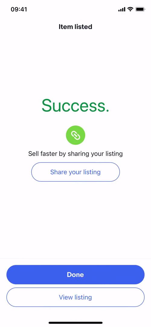 Listing a product screenshot