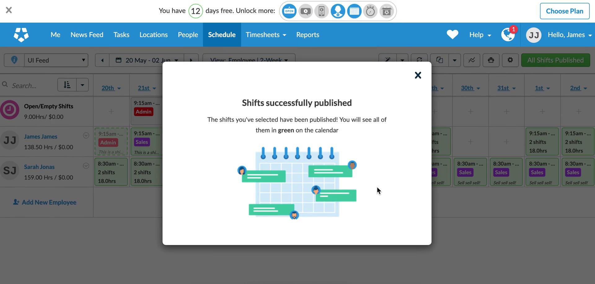 Creating a schedule screenshot