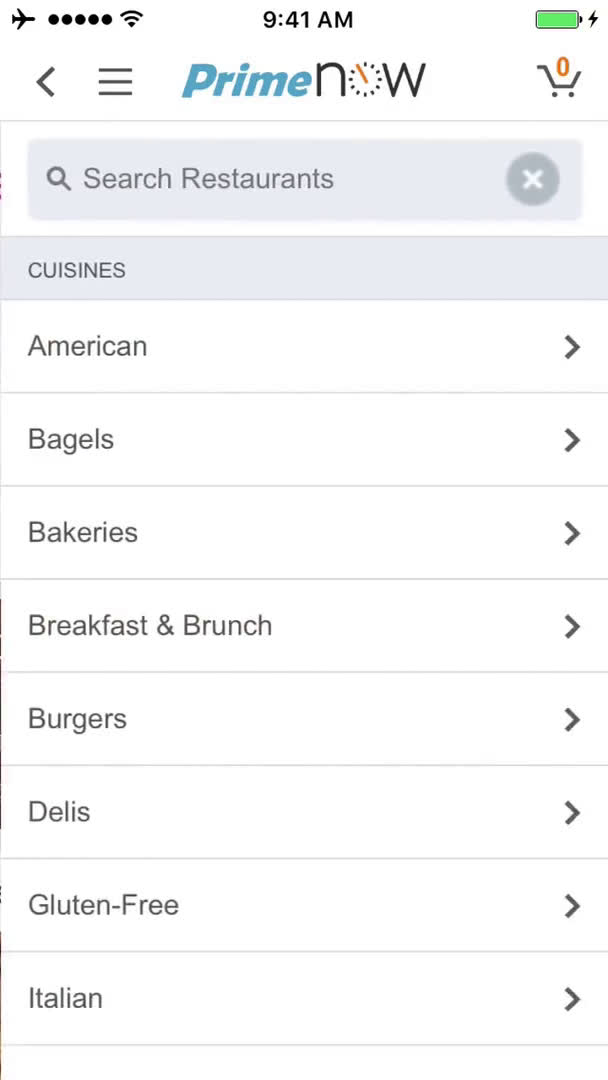 Ordering food screenshot