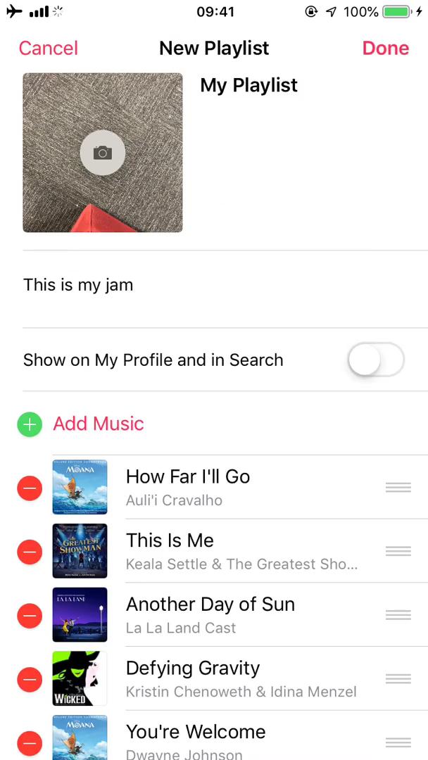 Creating a playlist screenshot