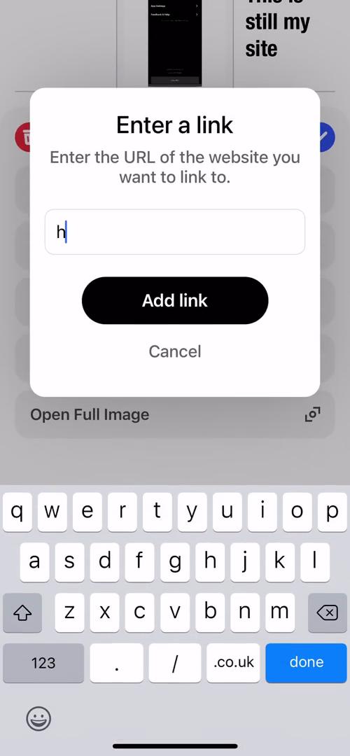 Universe add link screenshot