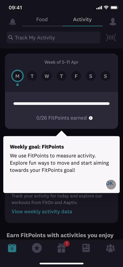 Tracking activity screenshot