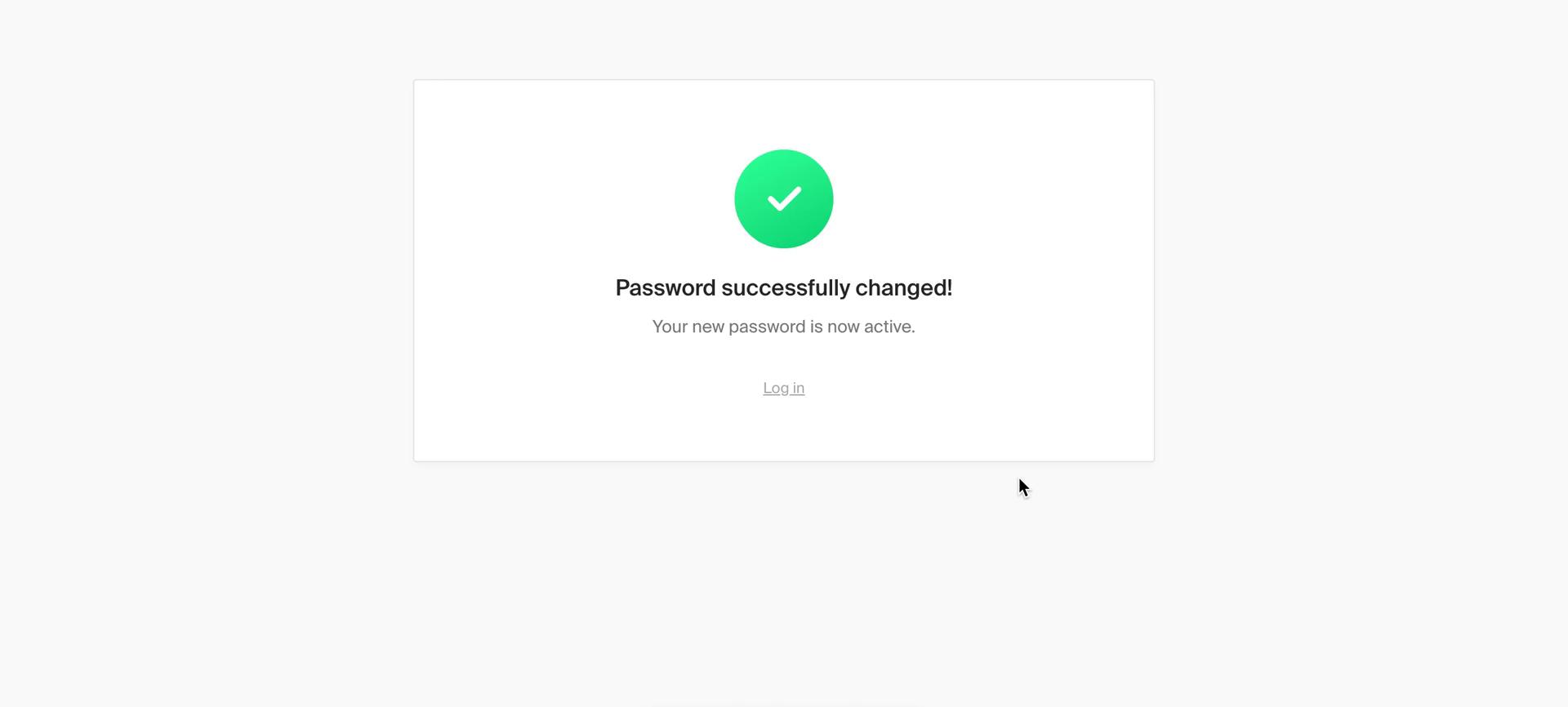 Password reset screenshot