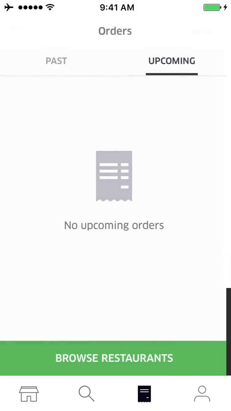 Cancelling an order screenshot