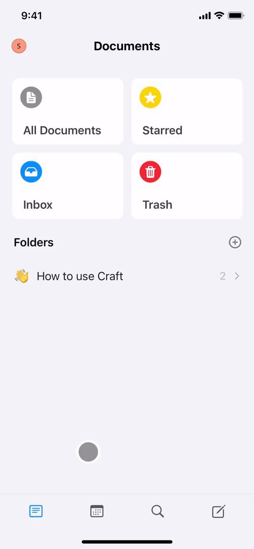 Screenshot of Documents on Sharing on Craft user flow