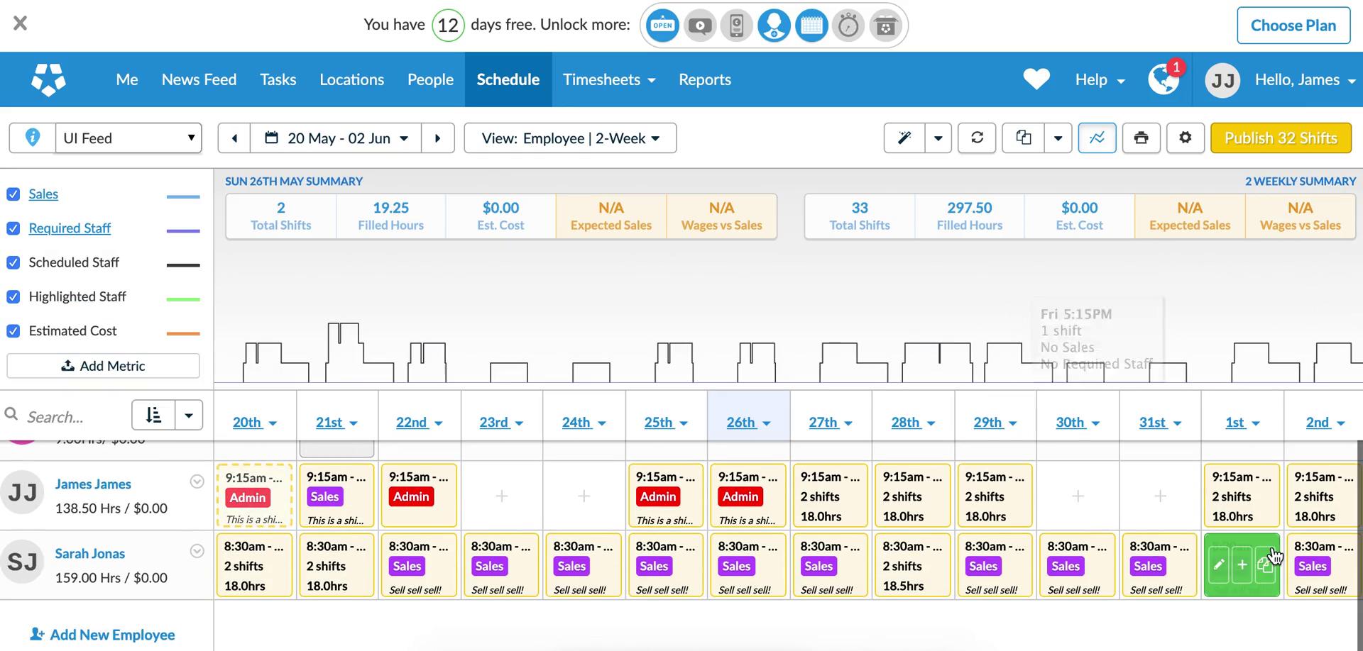 Creating a schedule screenshot