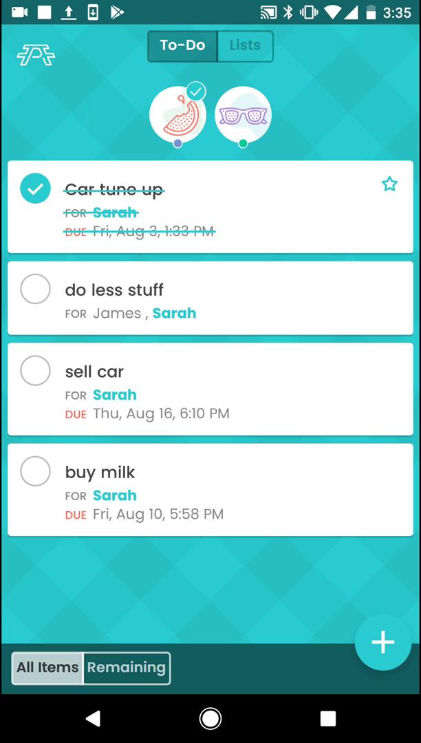 Tasks screenshot