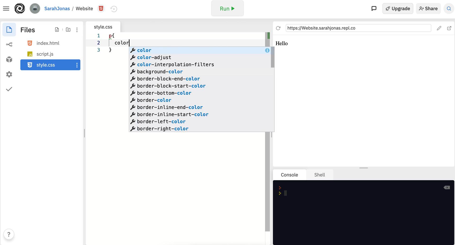 Code editor screenshot