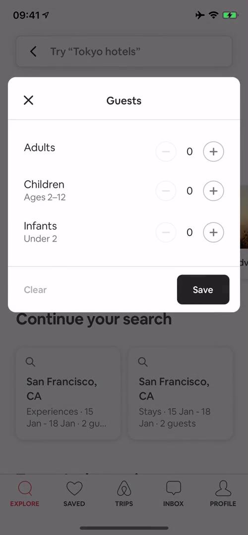 Airbnb set guests screenshot