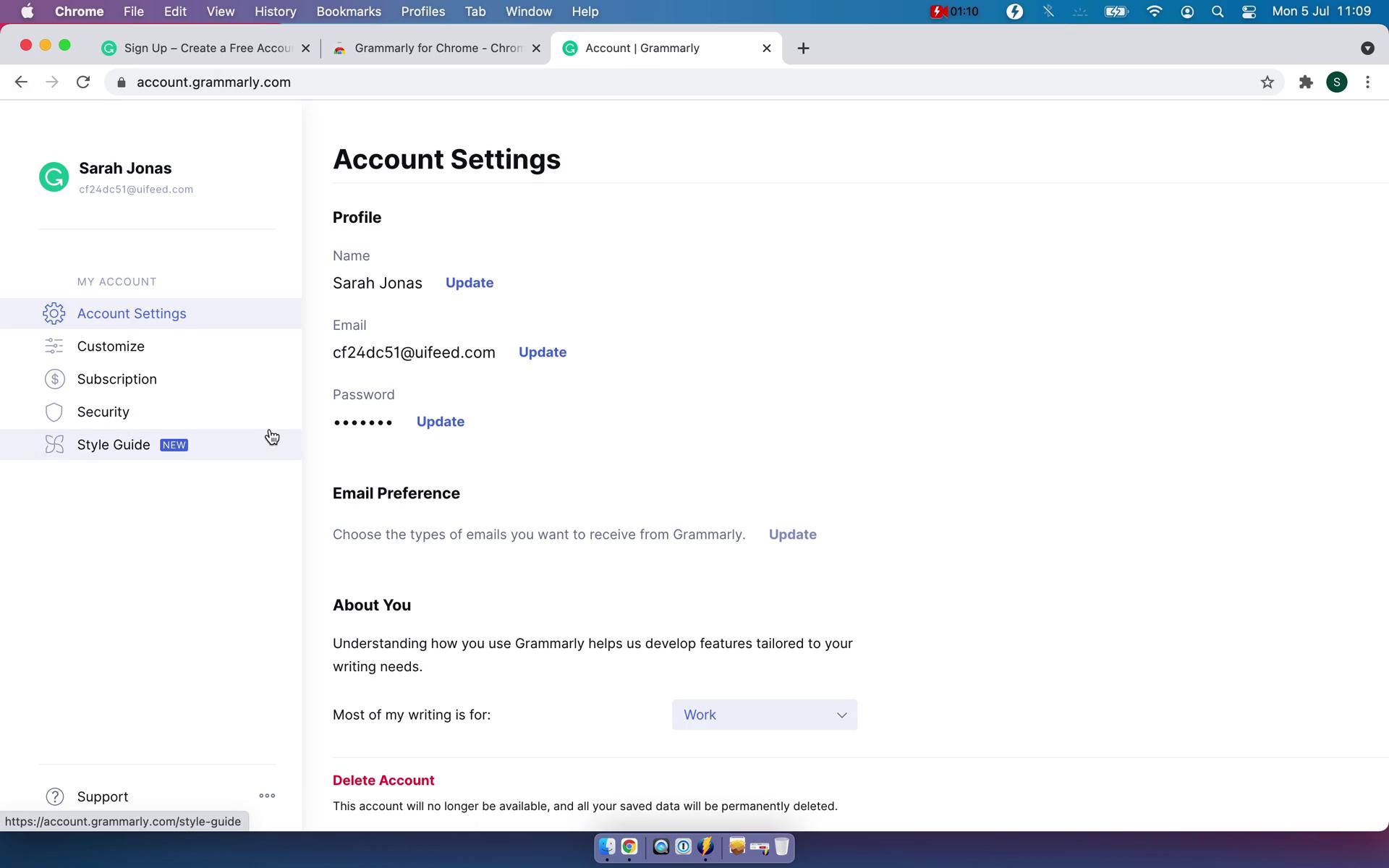 Upgrading your account screenshot