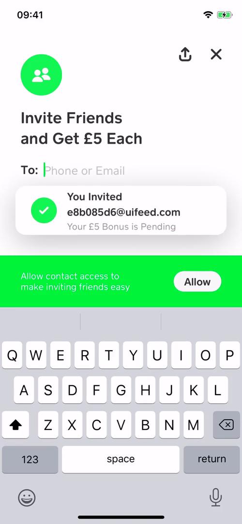 Cash App invite sent screenshot