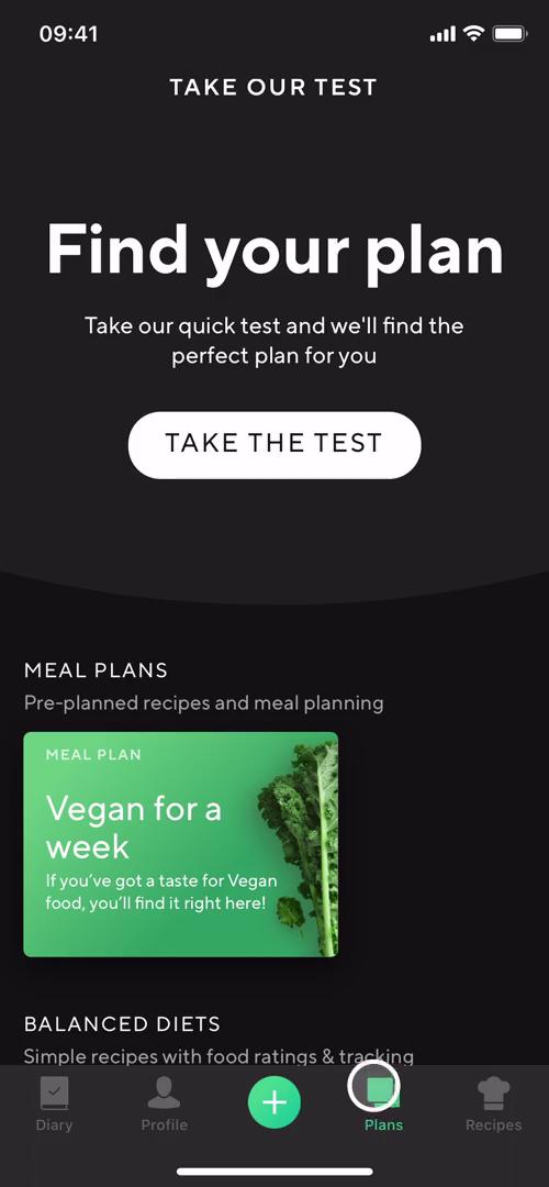 Screenshot of Meal plans on Selecting a plan on Lifesum user flow