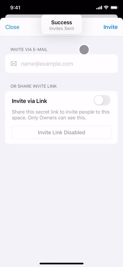 Inviting people screenshot