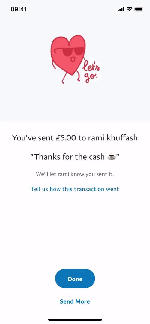 Sending currency screenshot