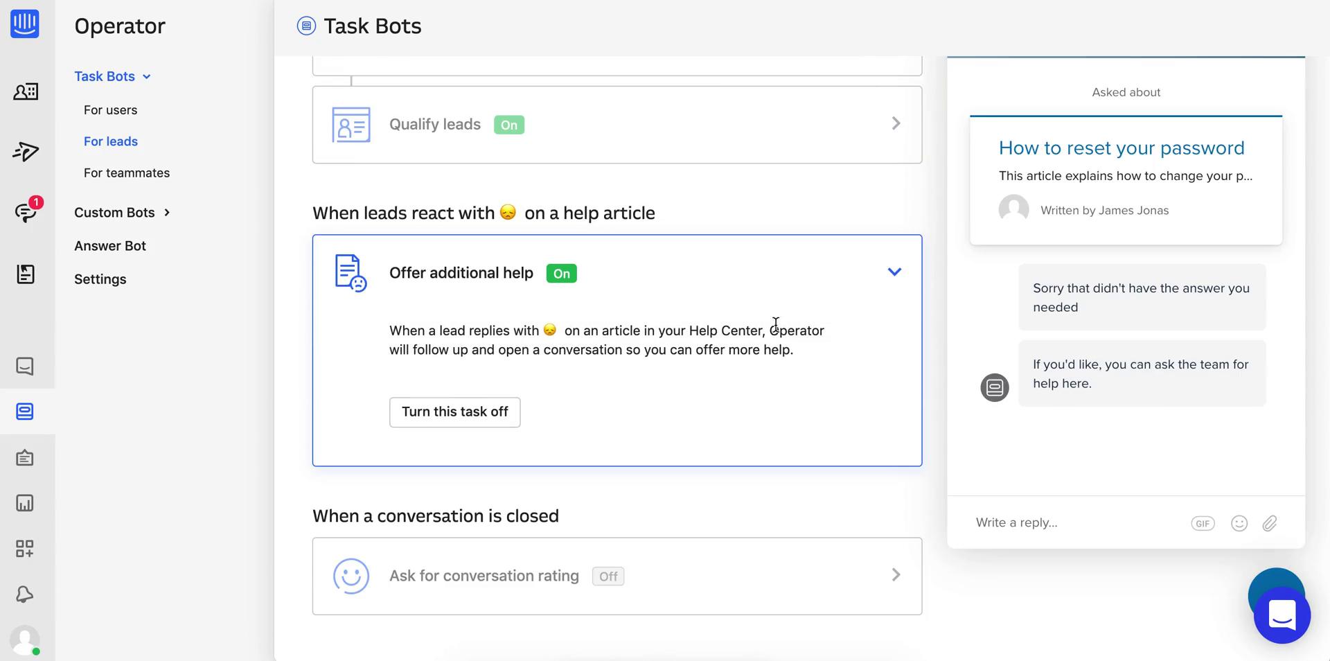 Building a chat bot screenshot