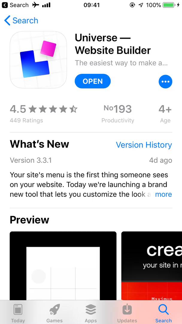 Universe app store listing screenshot