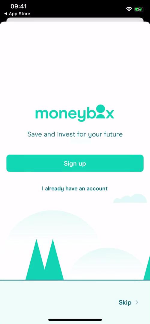 Screenshot of Start screen on Onboarding on Moneybox user flow