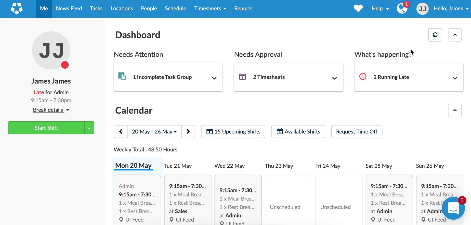 Screenshot of Dashboard on Customization settings on Deputy user flow