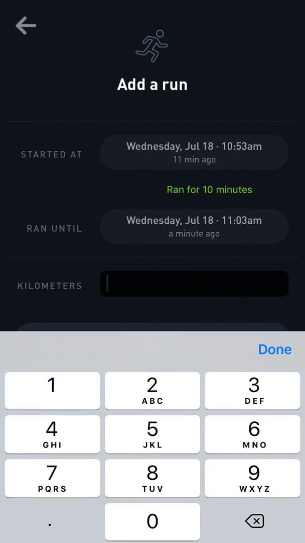 Tracking activity screenshot