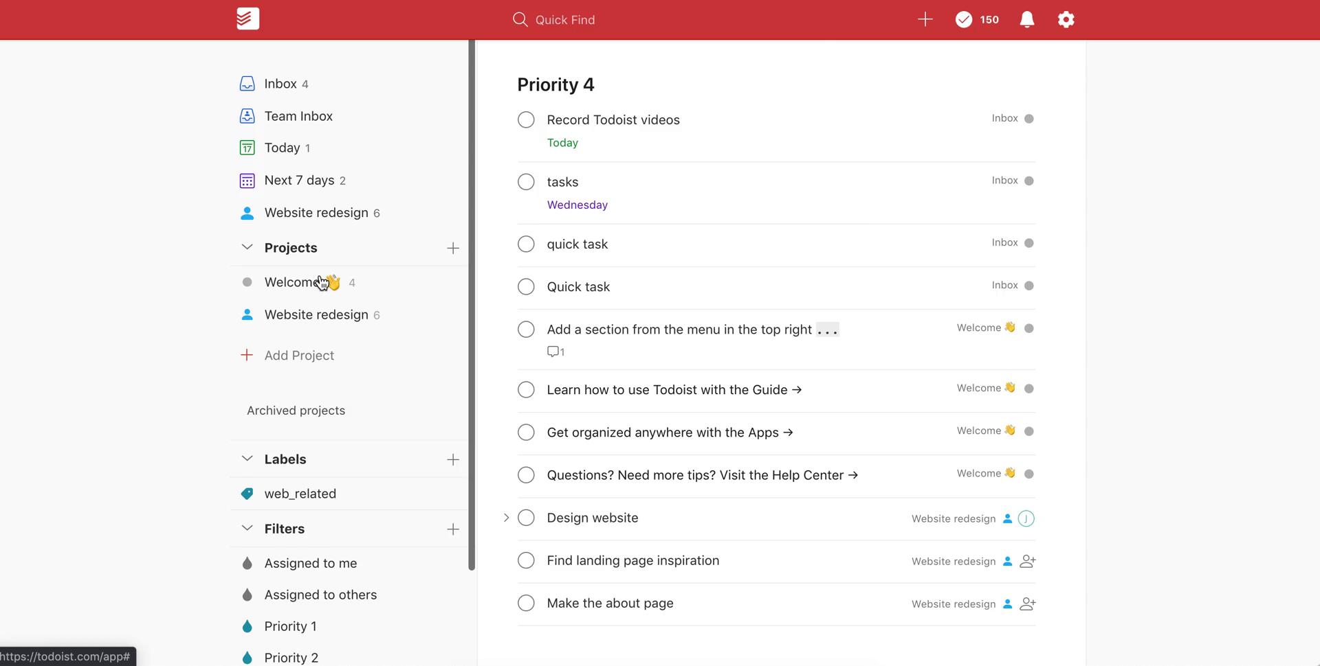 Tasks screenshot