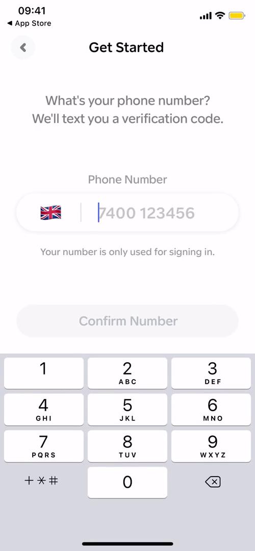 Honk enter phone number screenshot