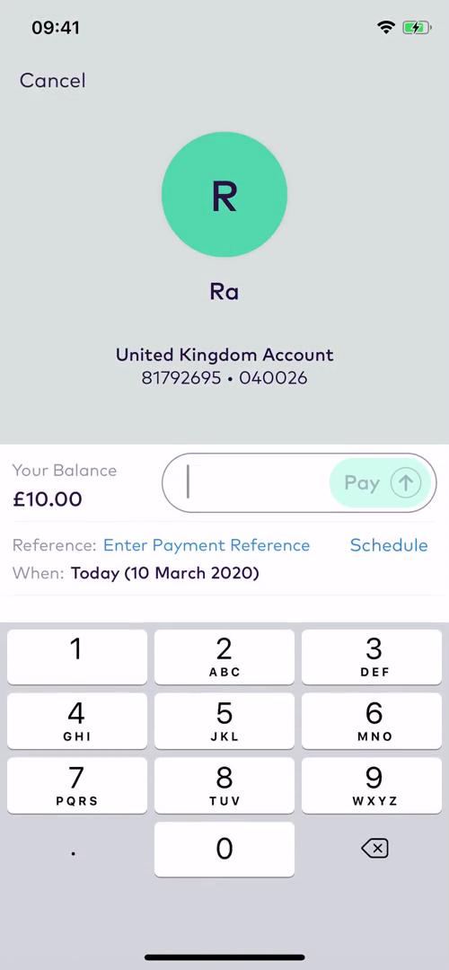 Sending currency screenshot